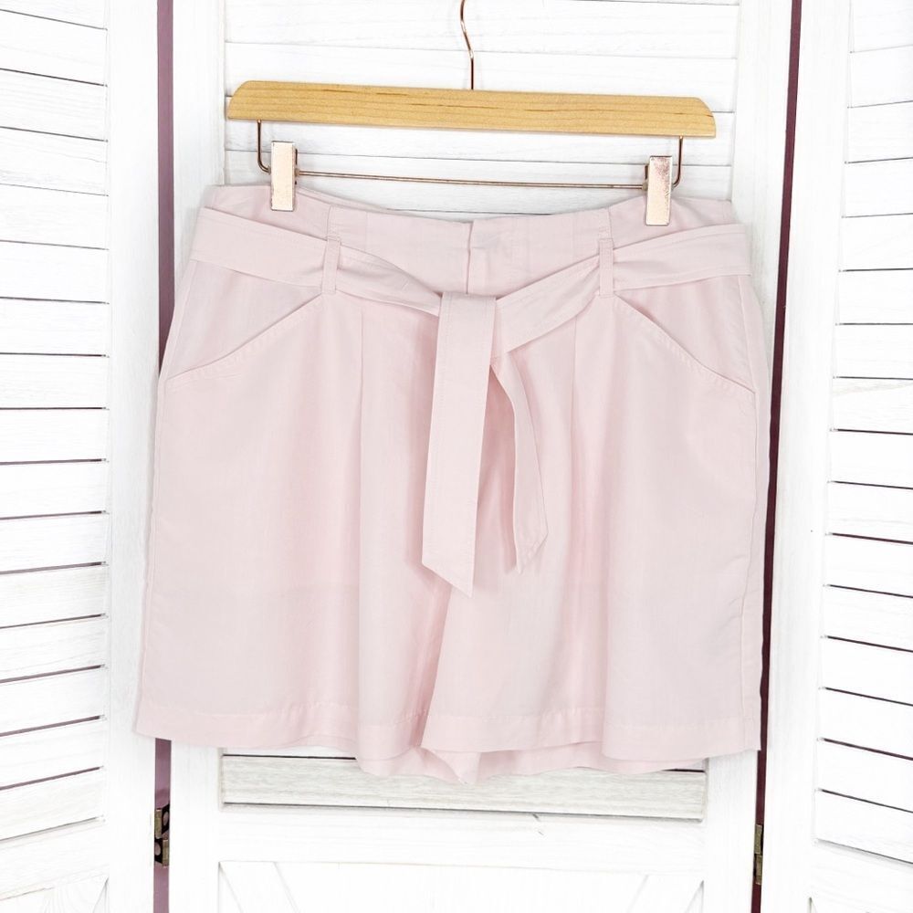 Elle Tie Waist High Rise‎ Shorts Blush Pink 6 Paperbag